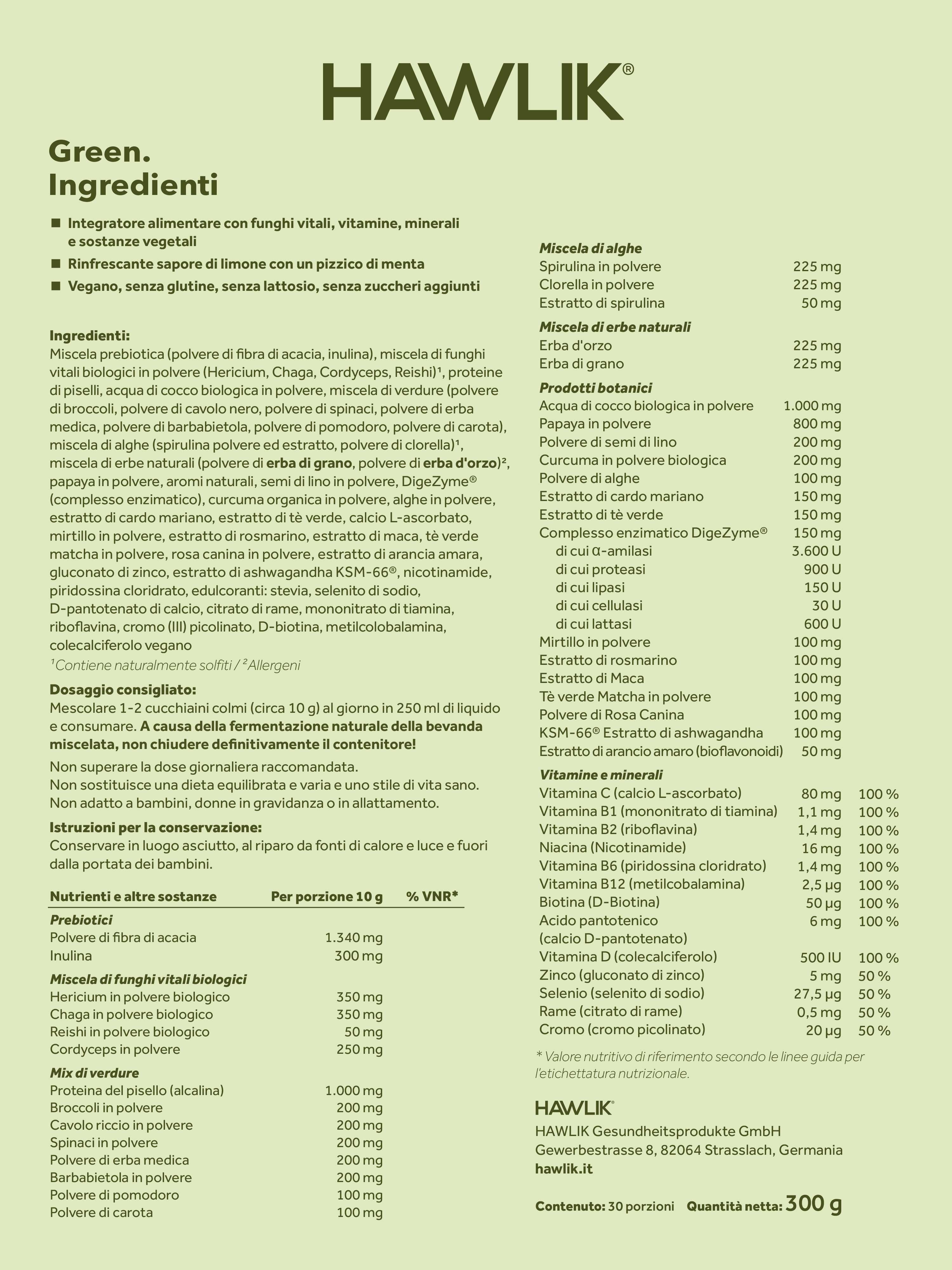 Green: panoramica di tutti gli ingredienti