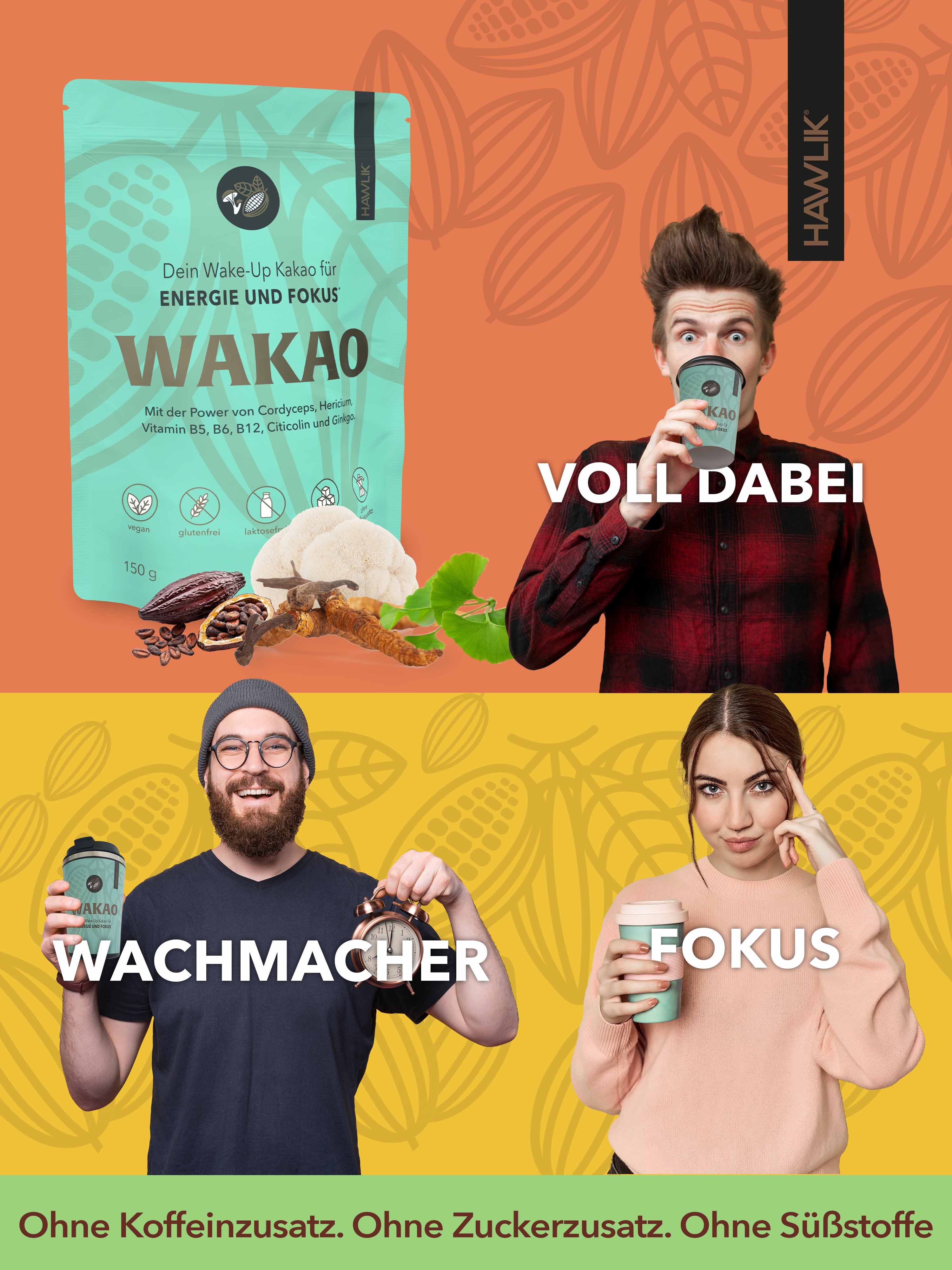 WAKAO Pilzkakao für Energie und Fokus