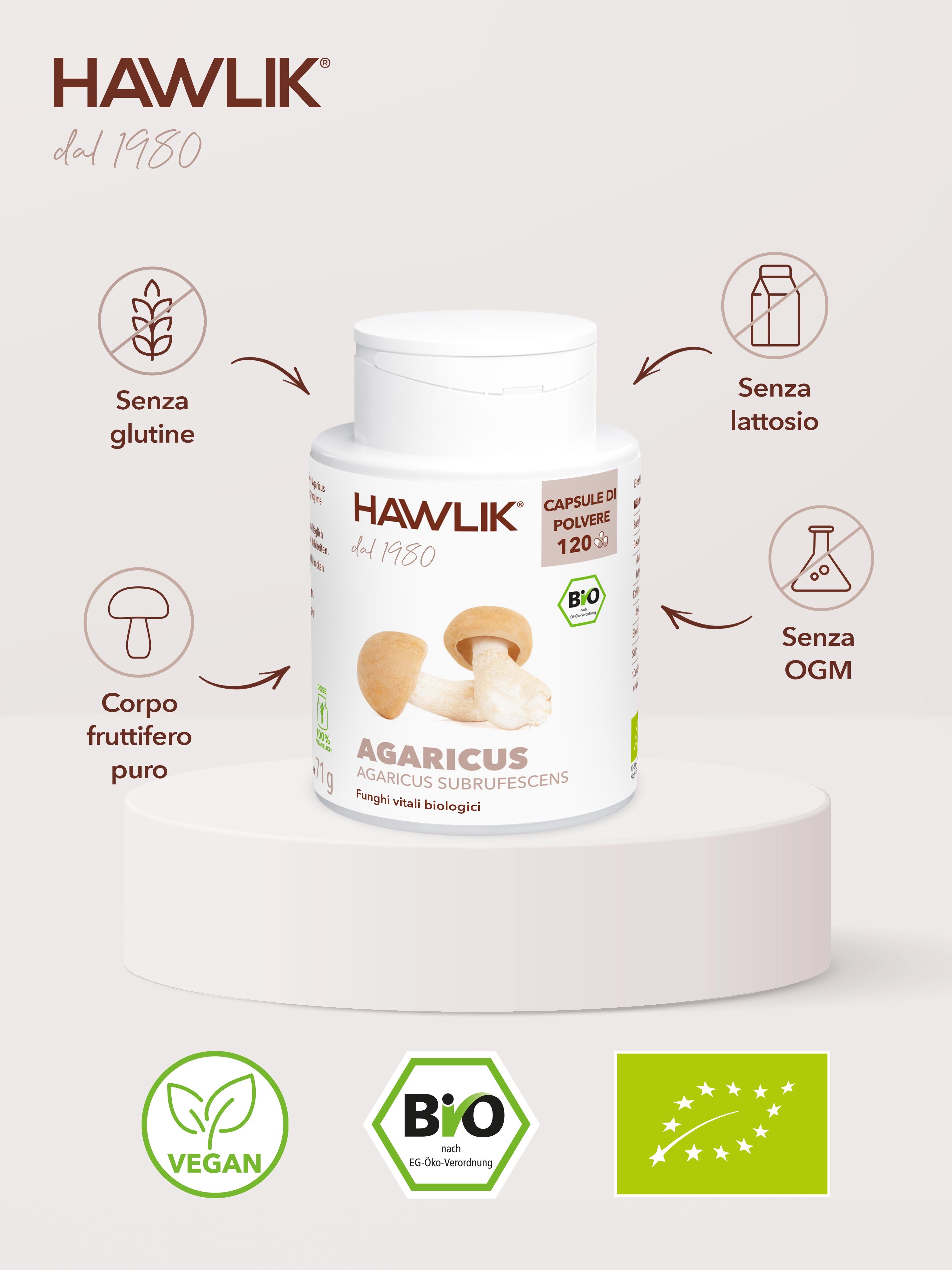 HAWLIK Agaricus biologico capsule in polvere