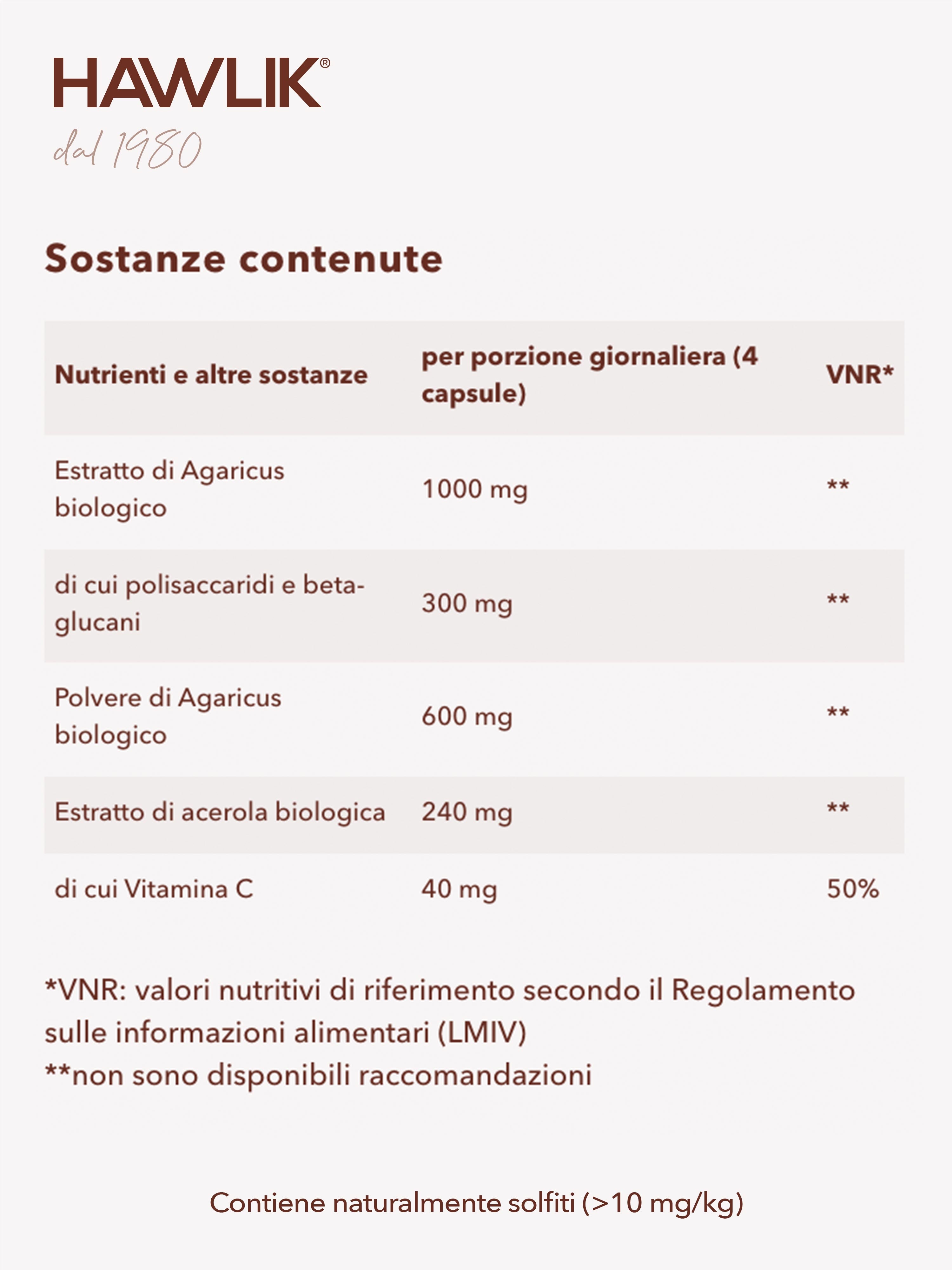 HAWLIK Agaricus biologico estratto + polvere