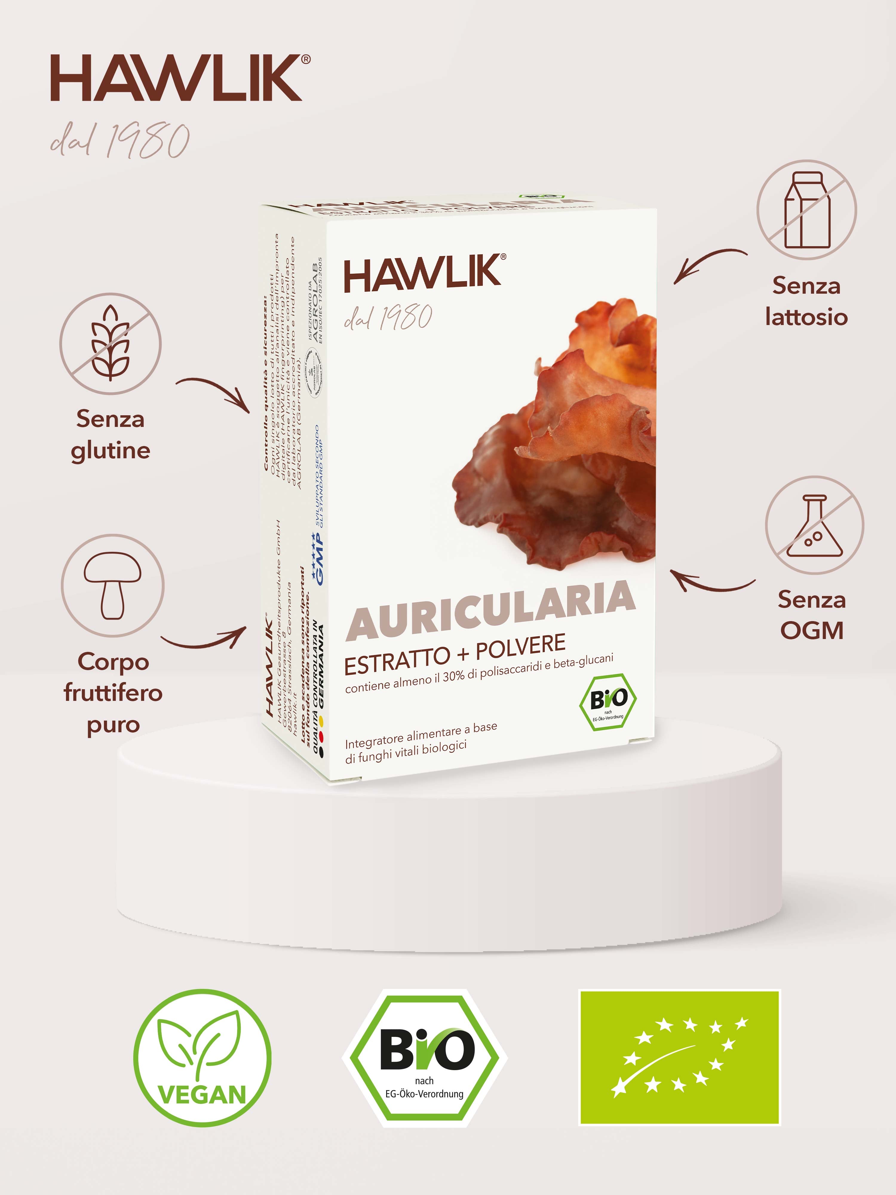 HAWLIK Auricularia biologico estratto + polvere