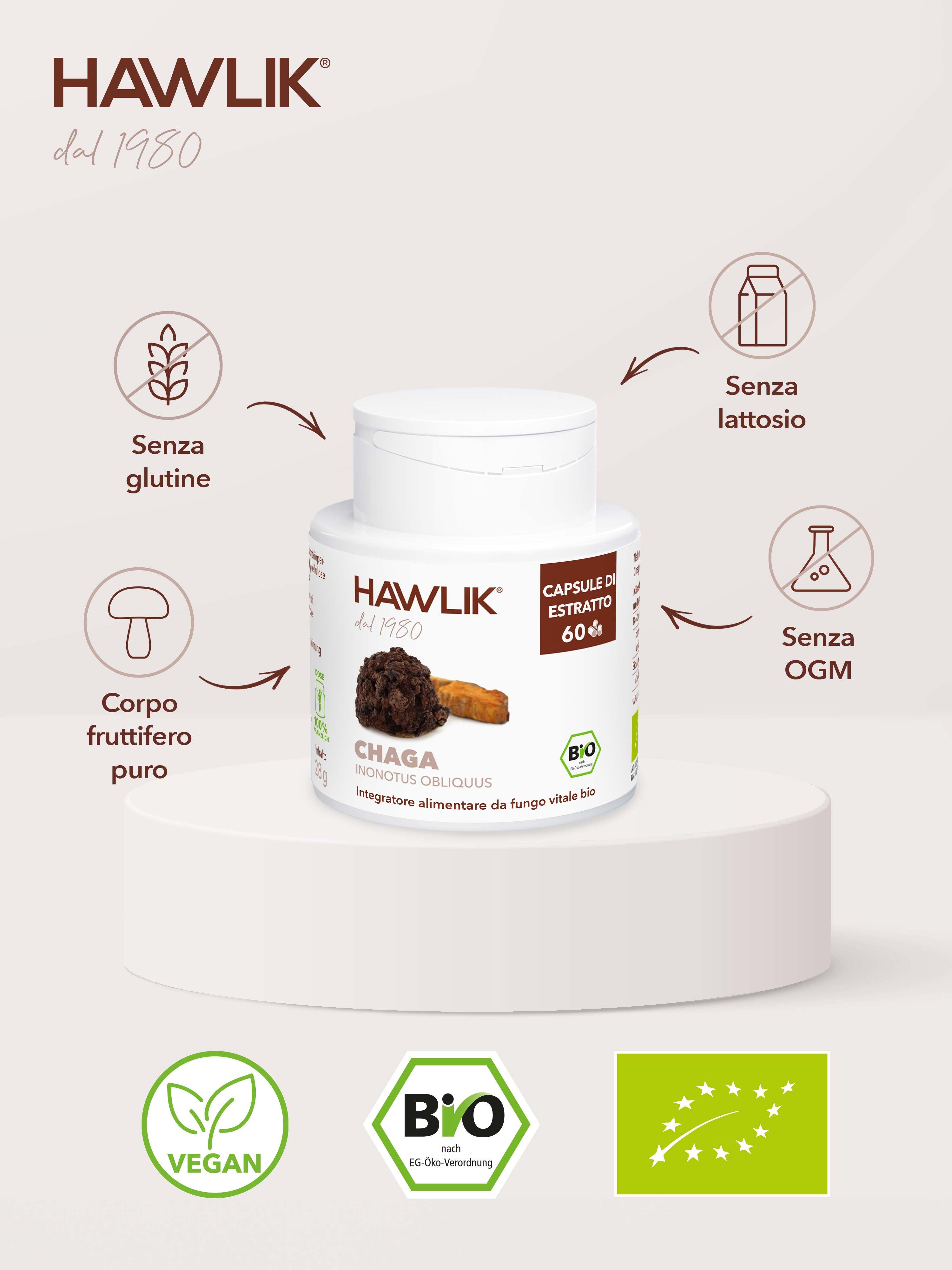 HAWLIK Chaga biologico estratto in capsule