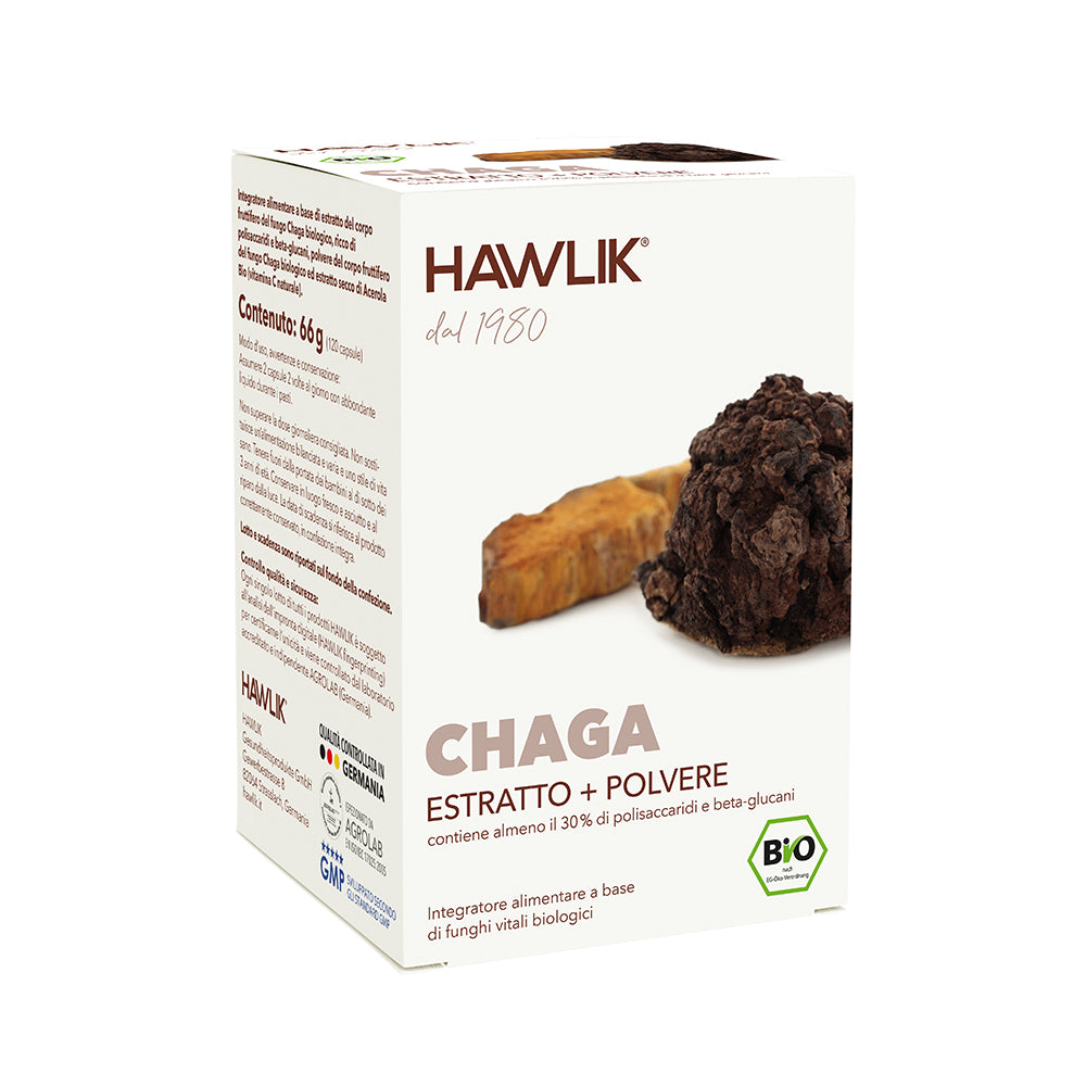 Confezione di capsule di estratto + polvere di chaga