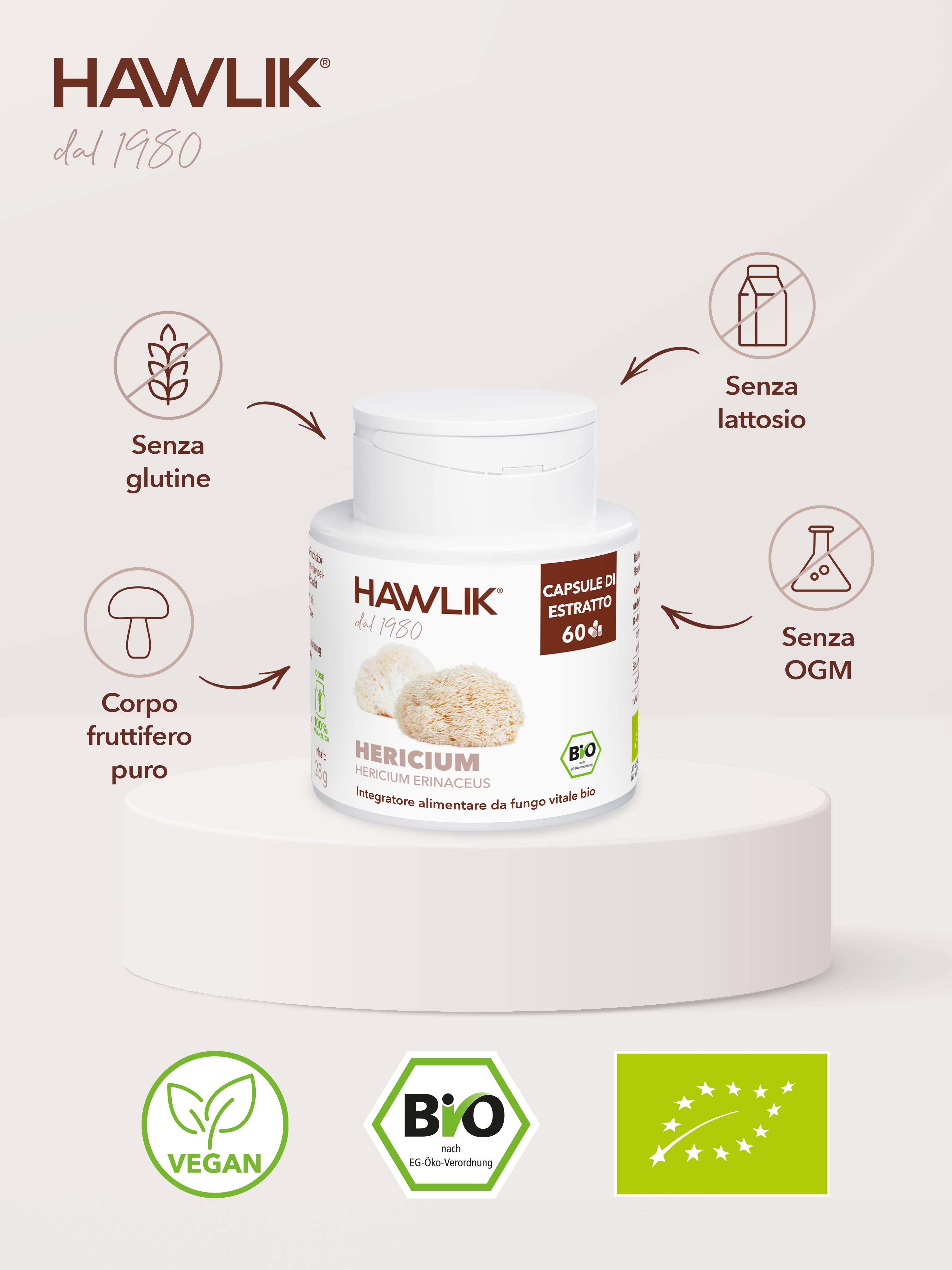 HAWLIK Hericium biologico estratto in capsule