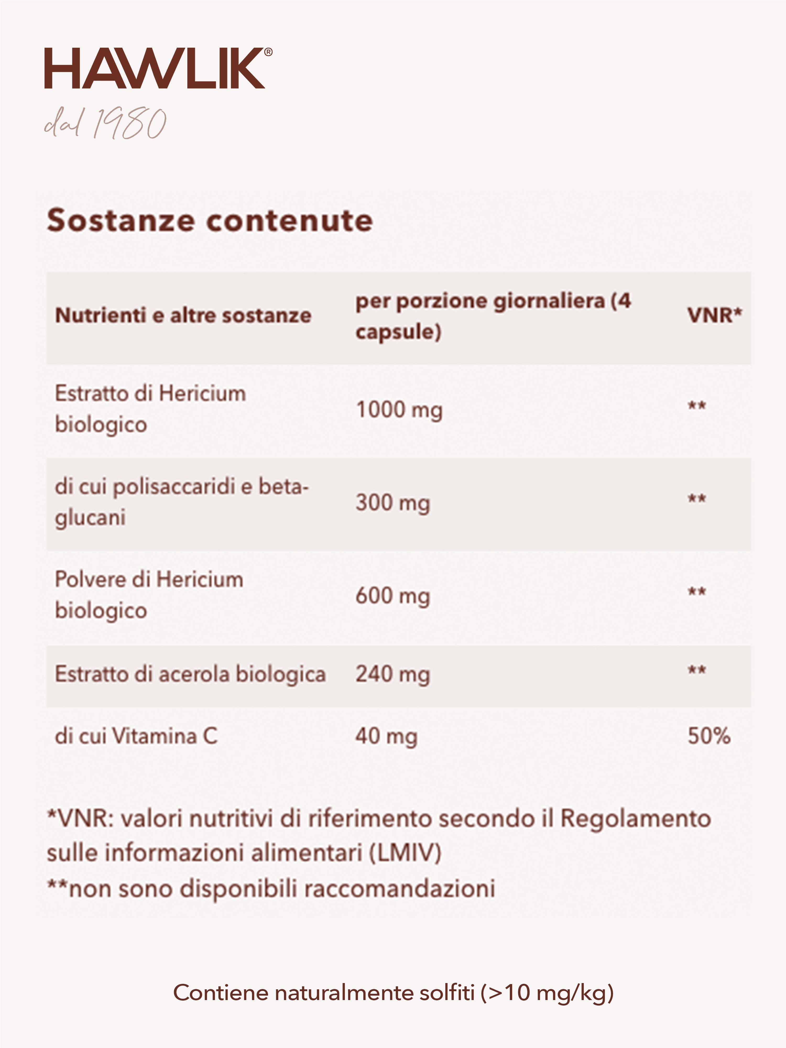 HAWLIK Hericium biologico estratto + polvere in capsule