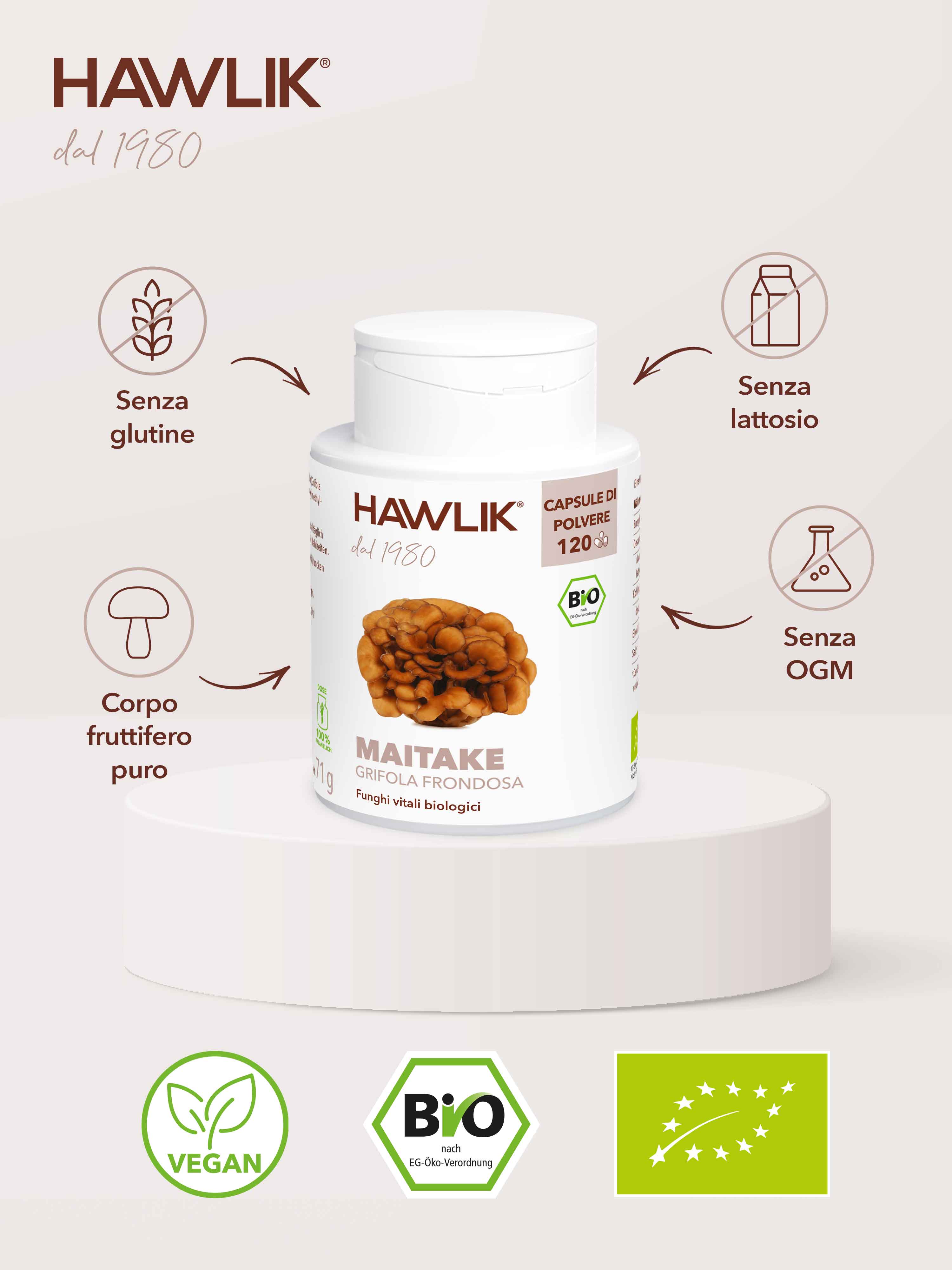 HAWLIK Maitake biologico capsule in polvere