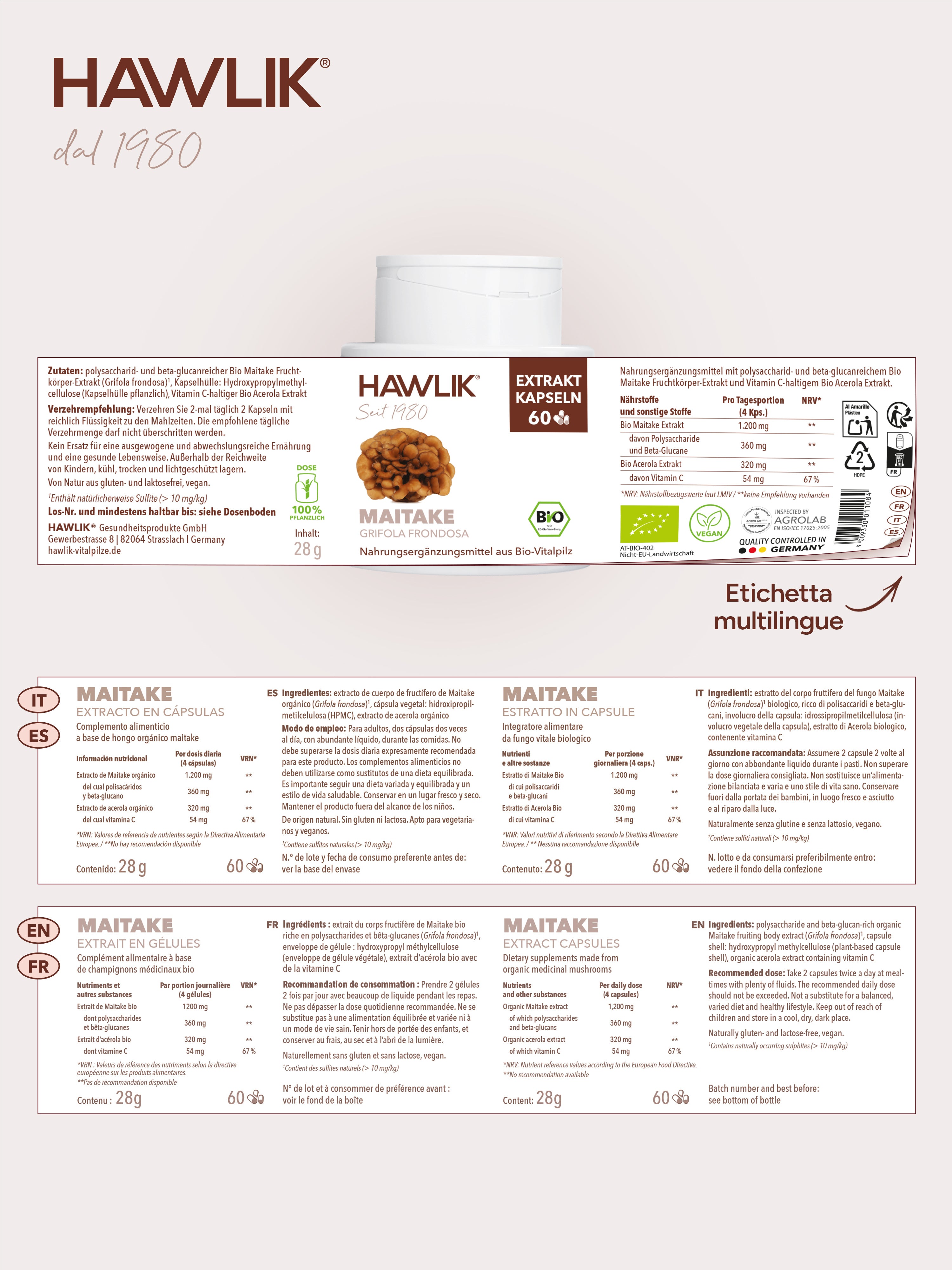 HAWLIK Maitake biologico estratto in capsule
