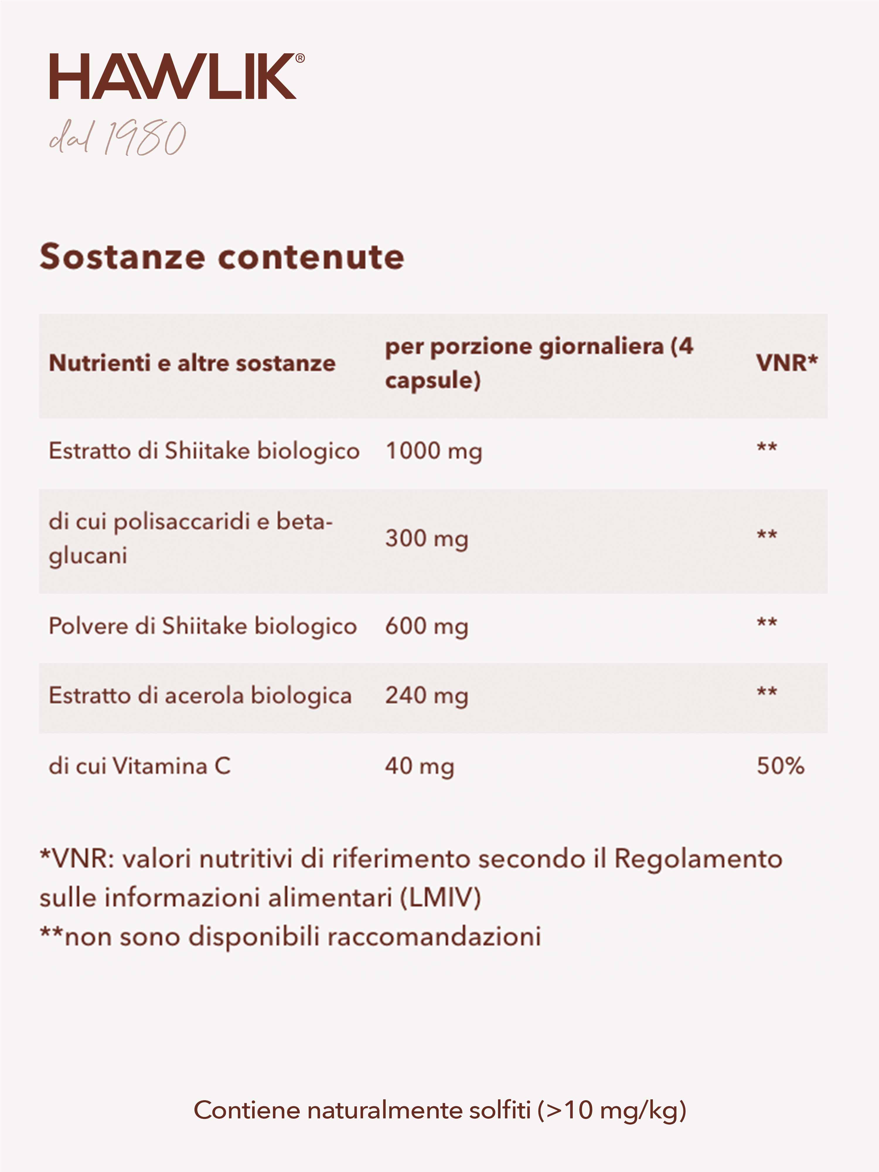 HAWLIK Shiitake biologico estratto + polvere in capsule