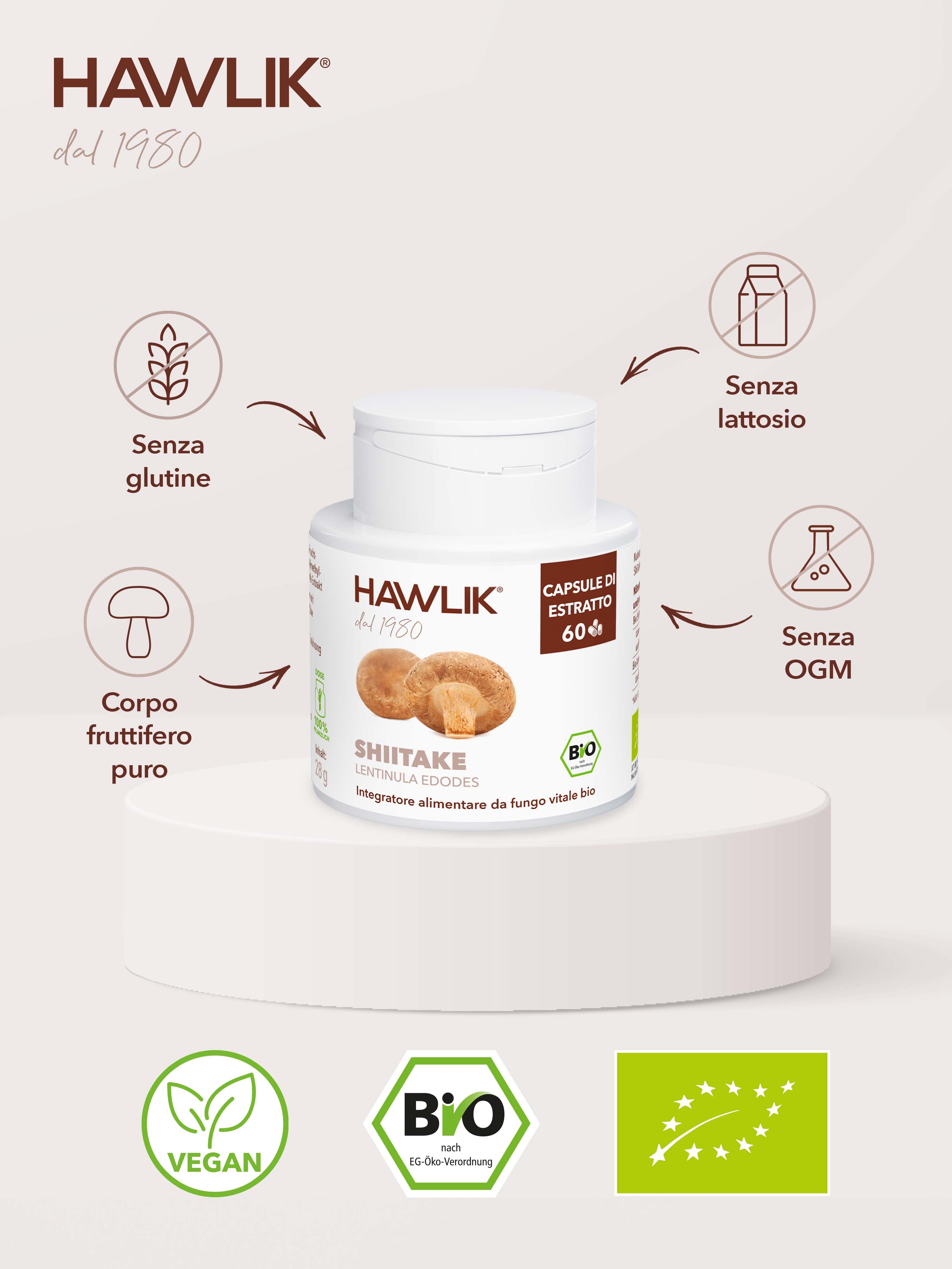 HAWLIK Shiitake biologico estratto in capsule