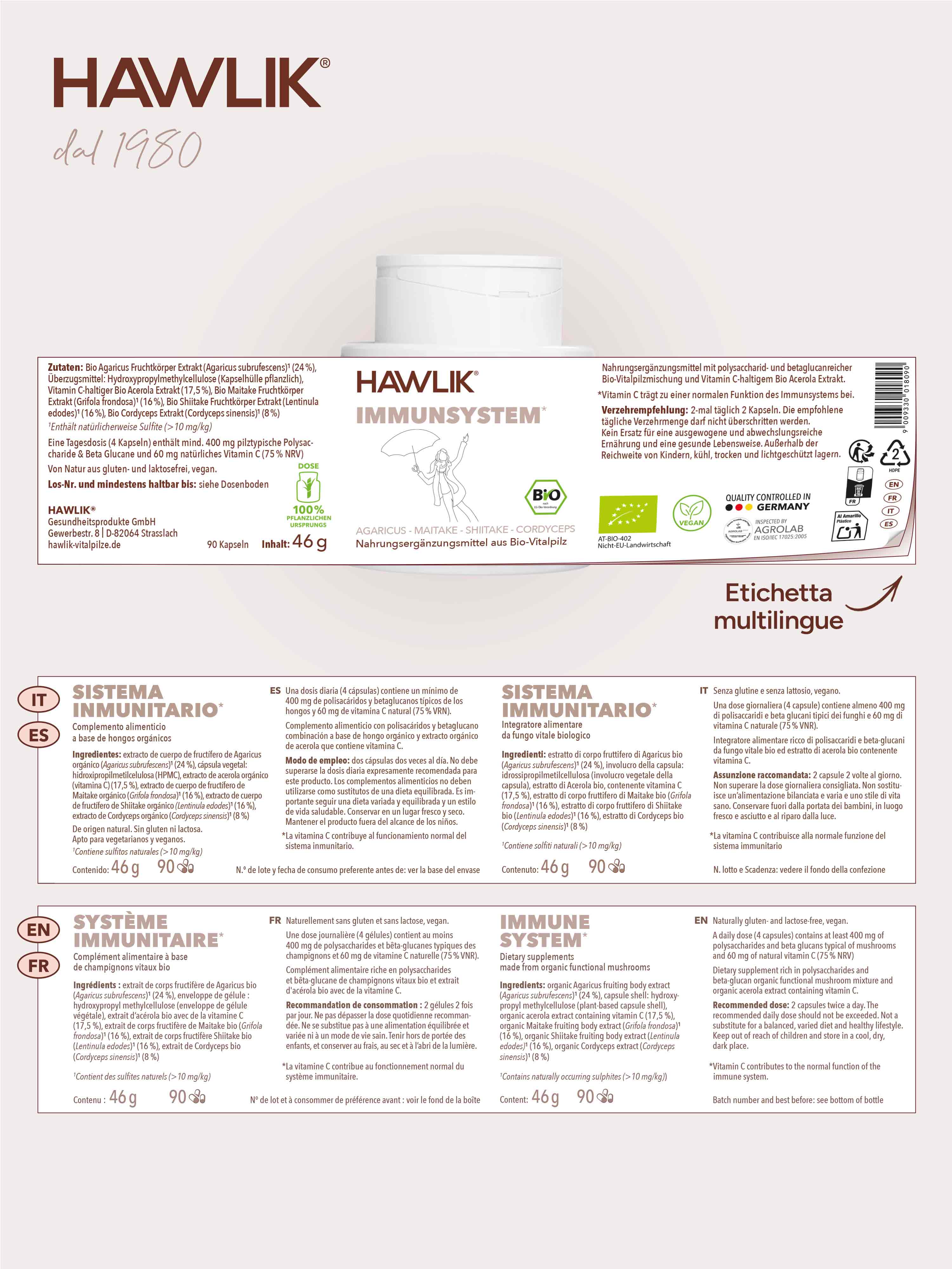 HAWLIK Sistema Immunitario miscela di funghi