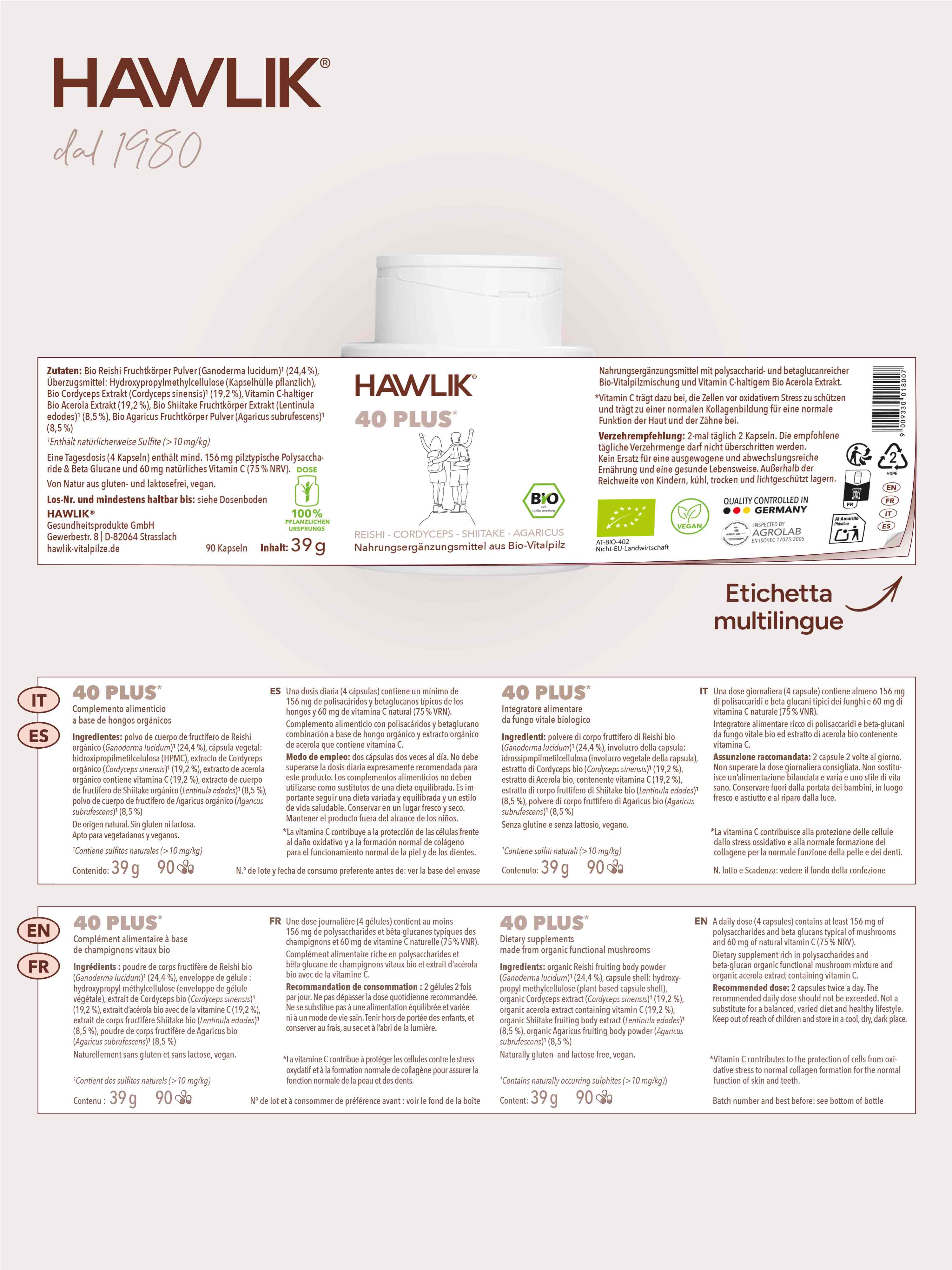 HAWLIK 40 plus miscela di funghi