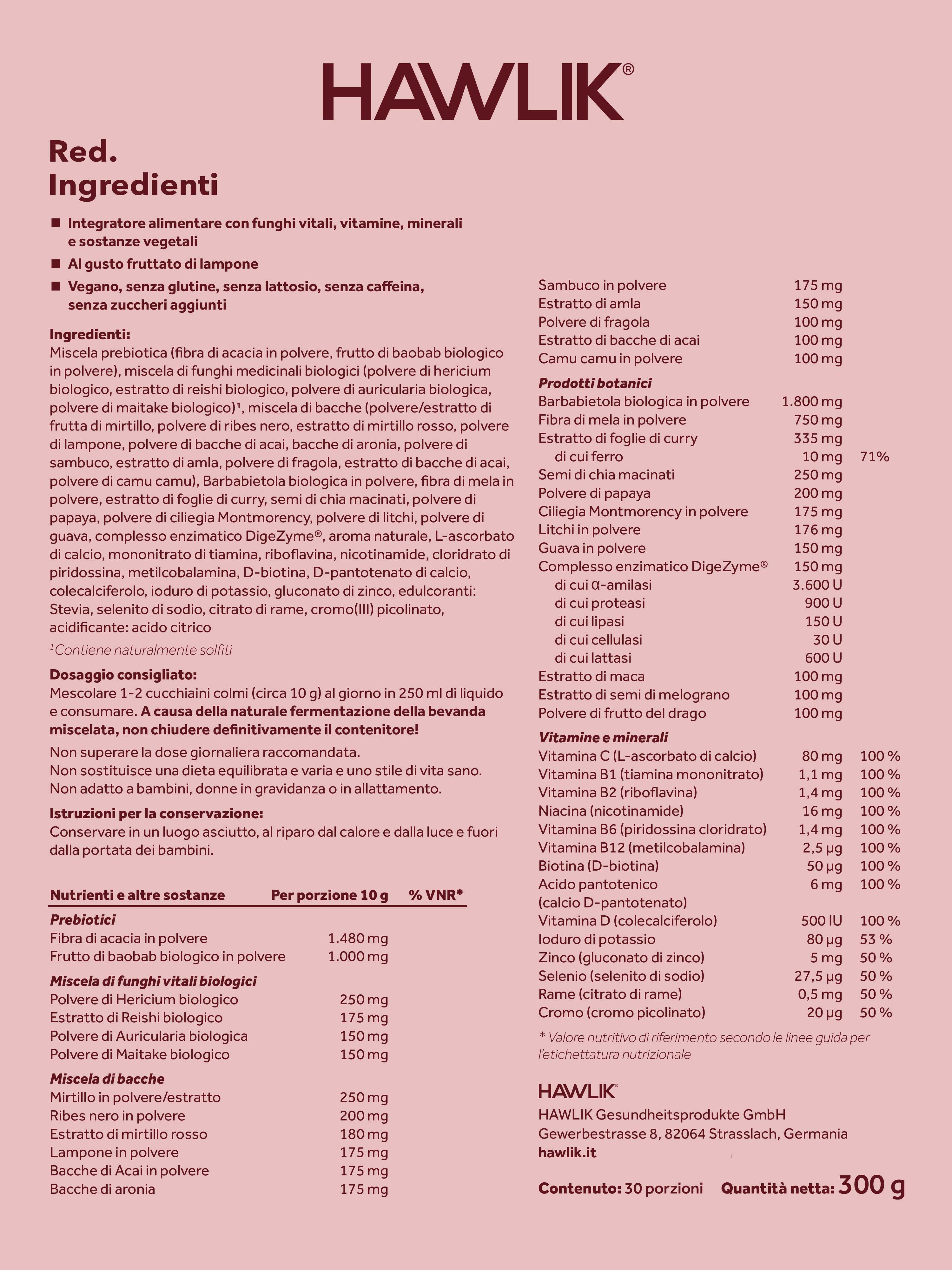 Elenco di tutti gli ingredienti