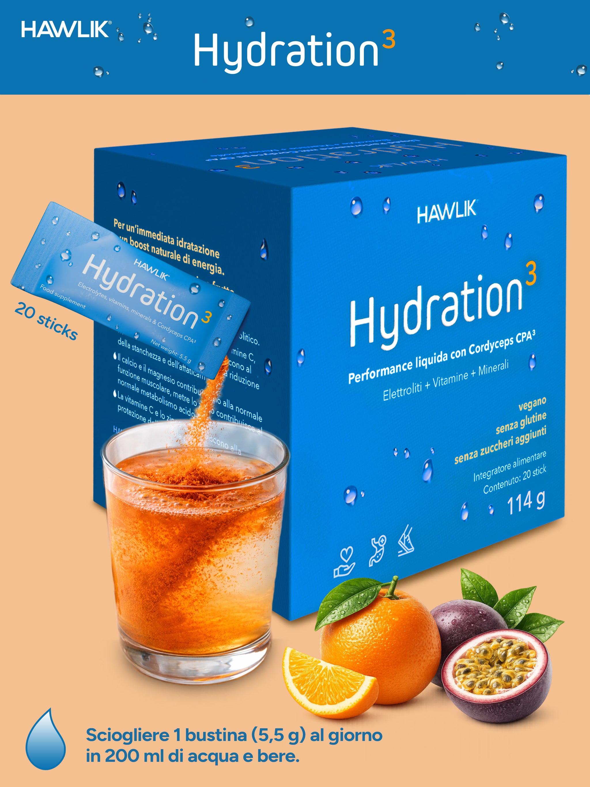 Hydration³ Bevanda elettrolitica con Cordyceps