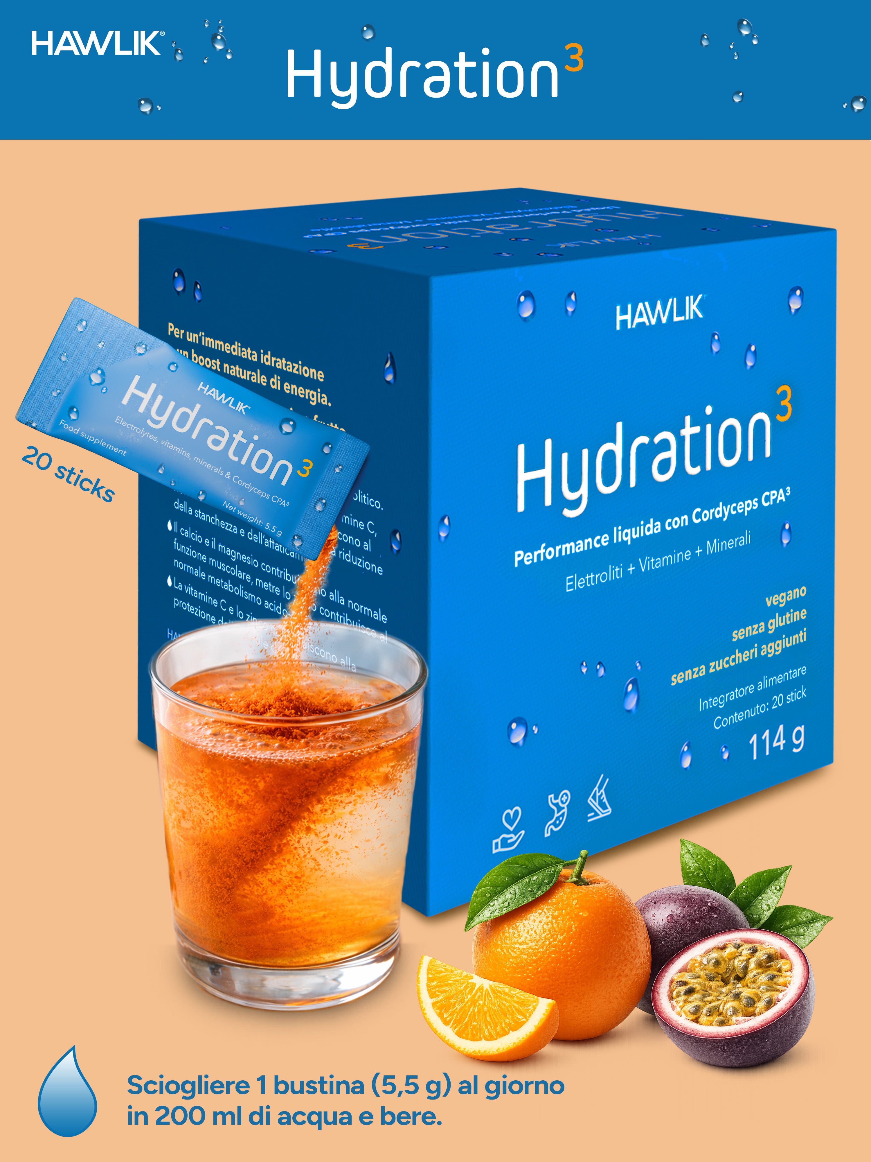 Hydration³ Bevanda elettrolitica con Cordyceps