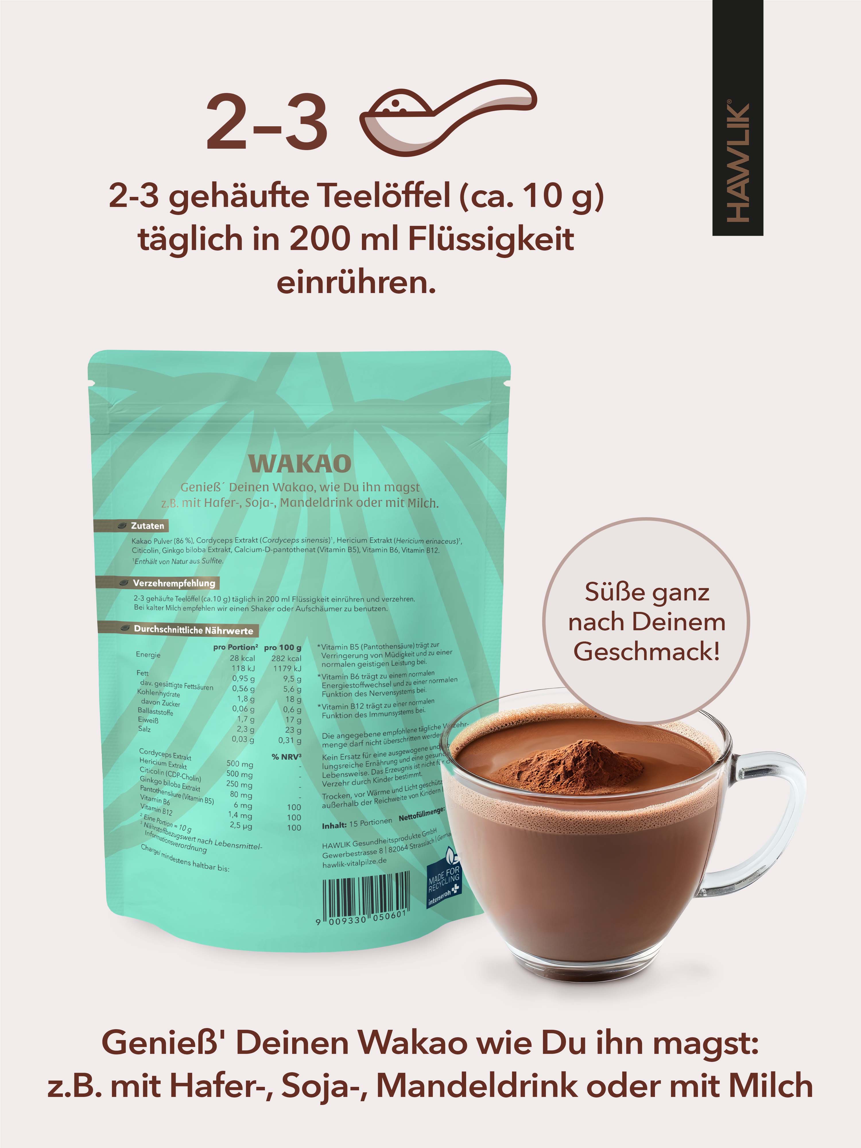 WAKAO Pilzkakao für Energie und Fokus