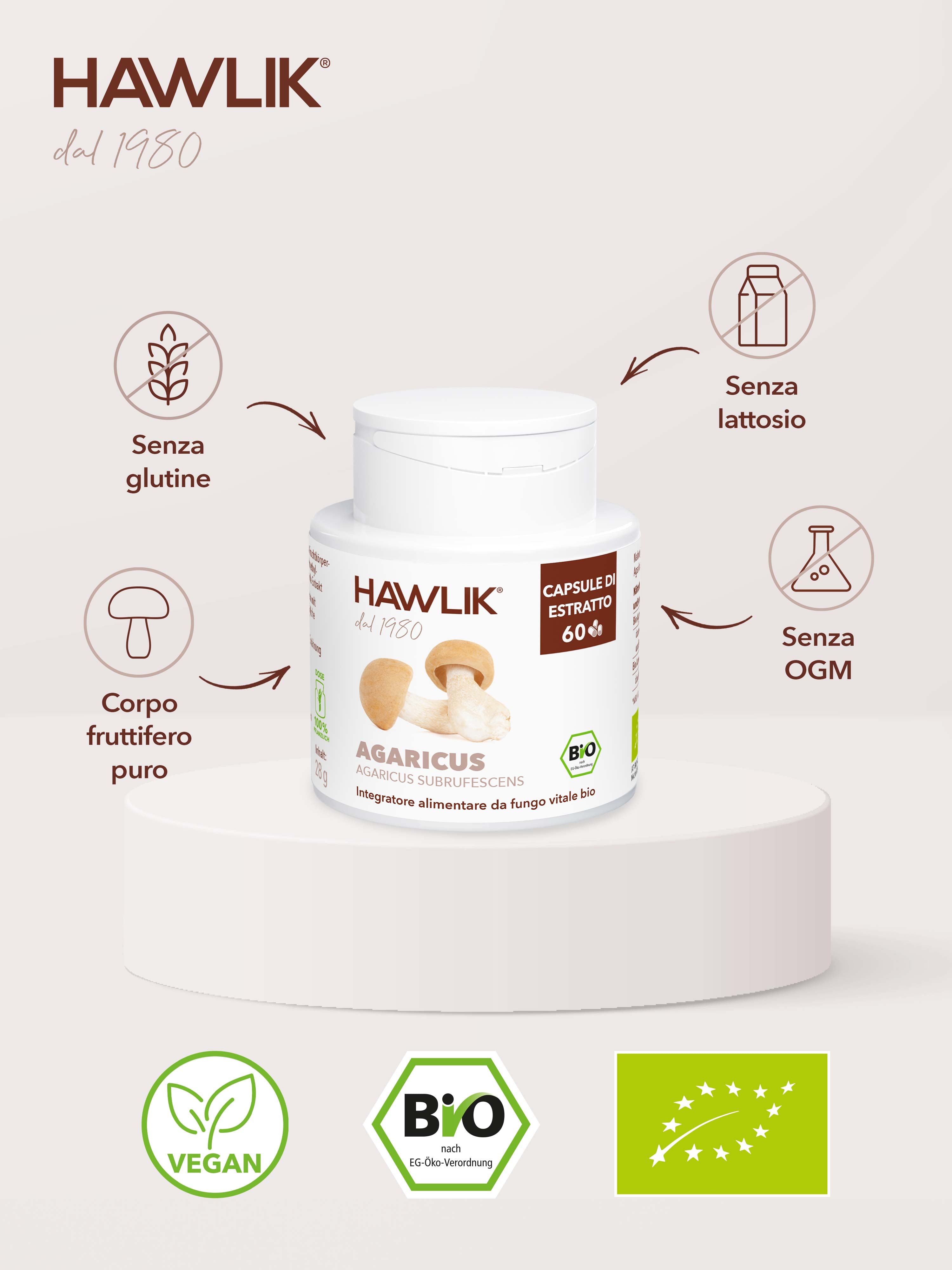 HAWLIK Agaricus biologico estratto in capsule