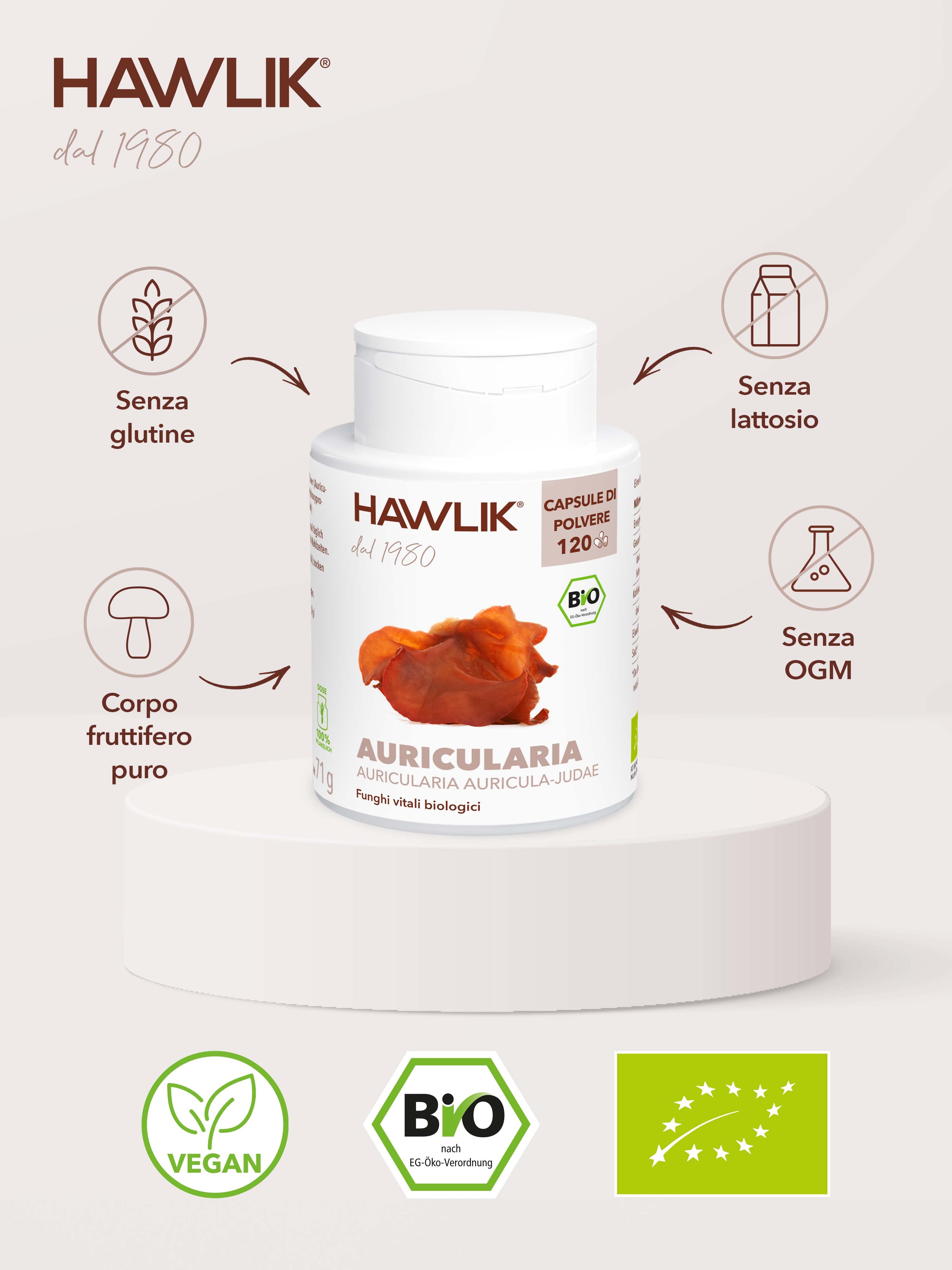 HAWLIK Auricularia biologico capsule in polvere