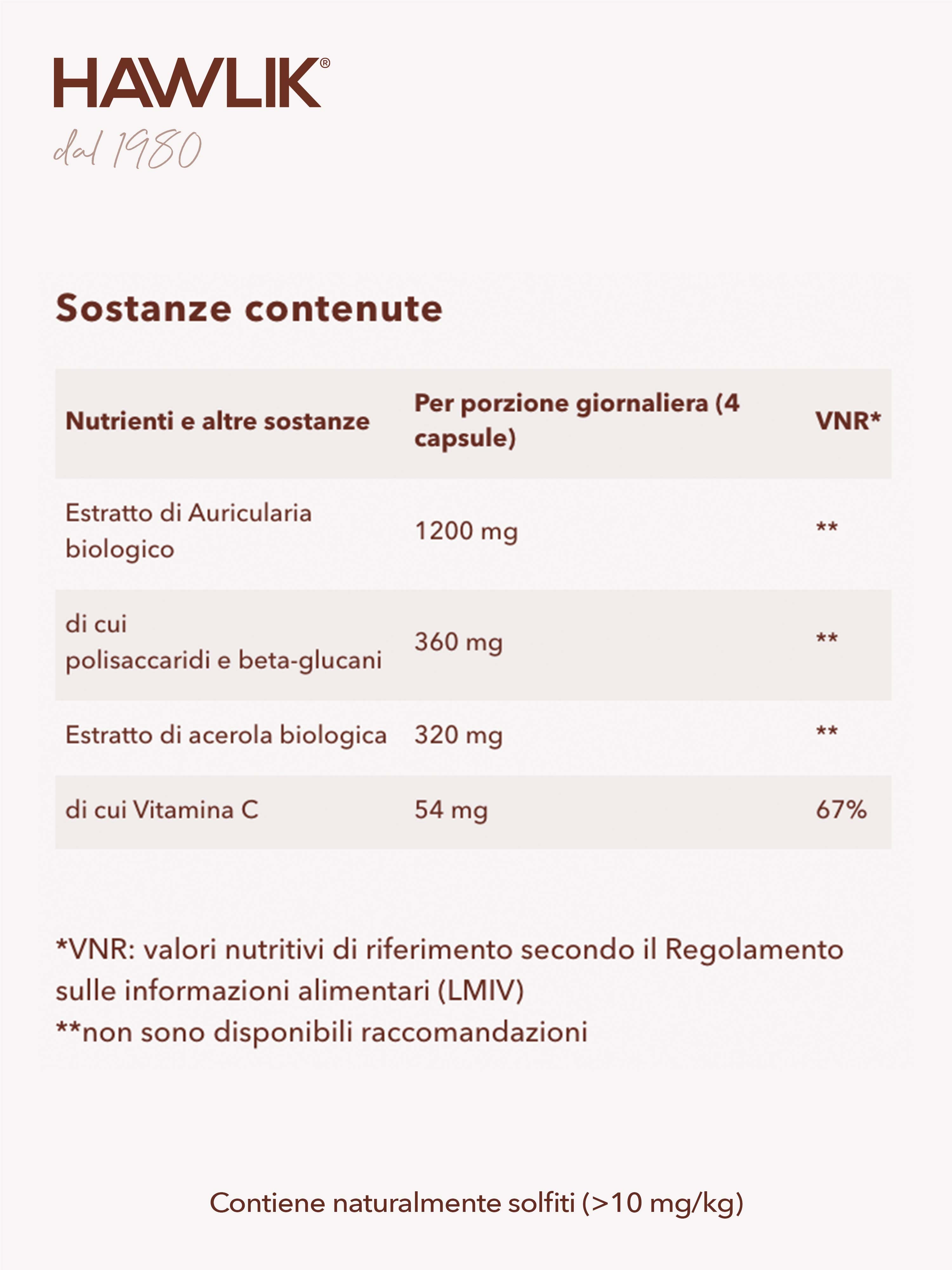 HAWLIK Auricularia biologico estratto in capsule