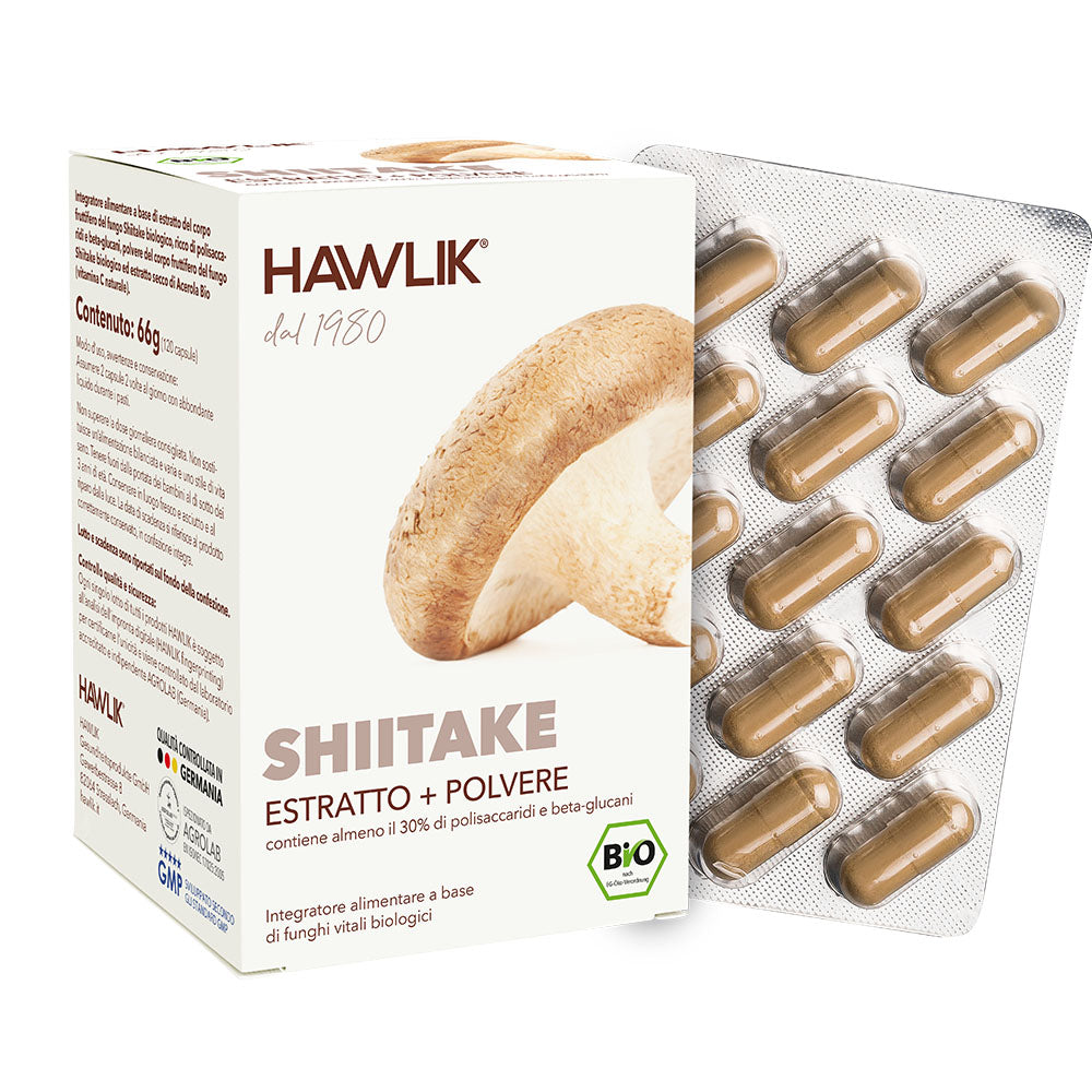 HAWLIK Shiitake biologico estratto + polvere in capsule