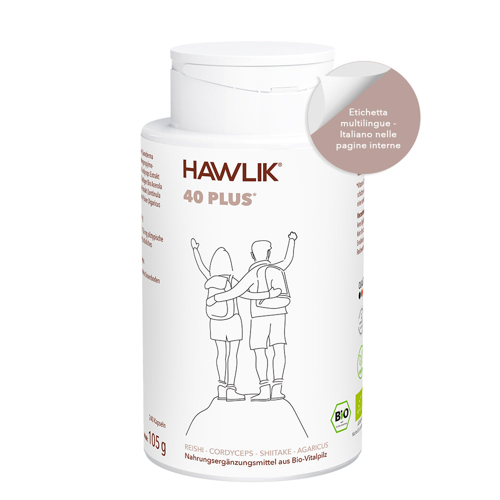 Barattolo di miscela di funghi medicinali 40 plus in capsule