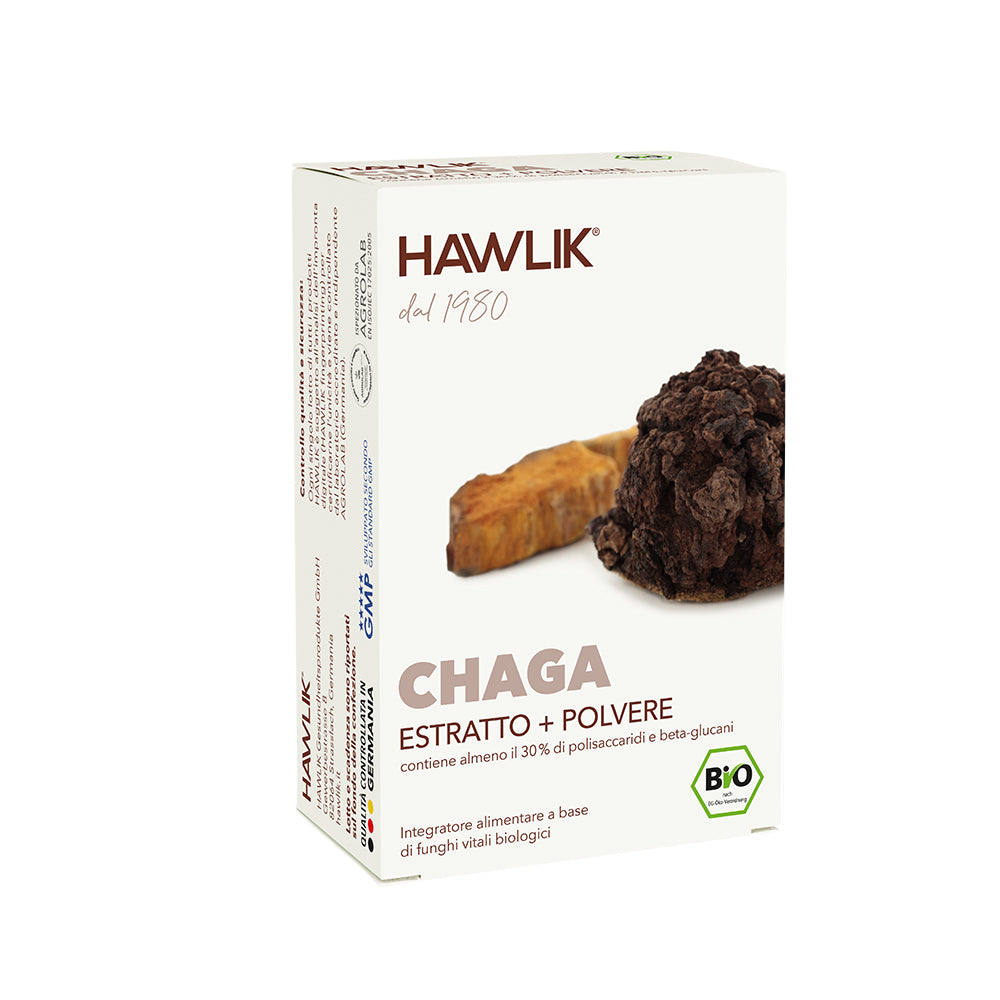 Confezione di capsule di estratto + polvere di chaga
