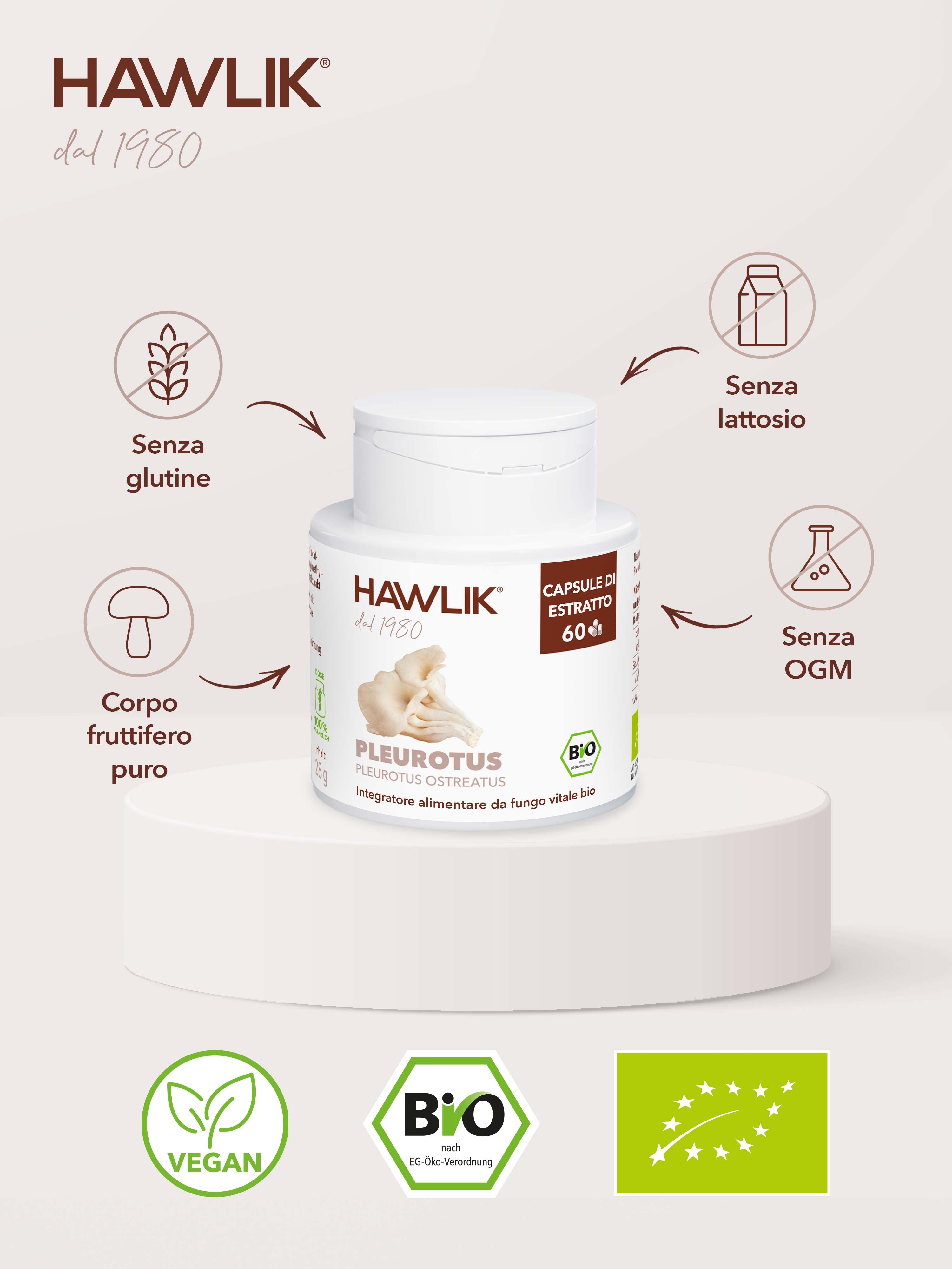 HAWLIK Pleurotus biologico estratto in capsule