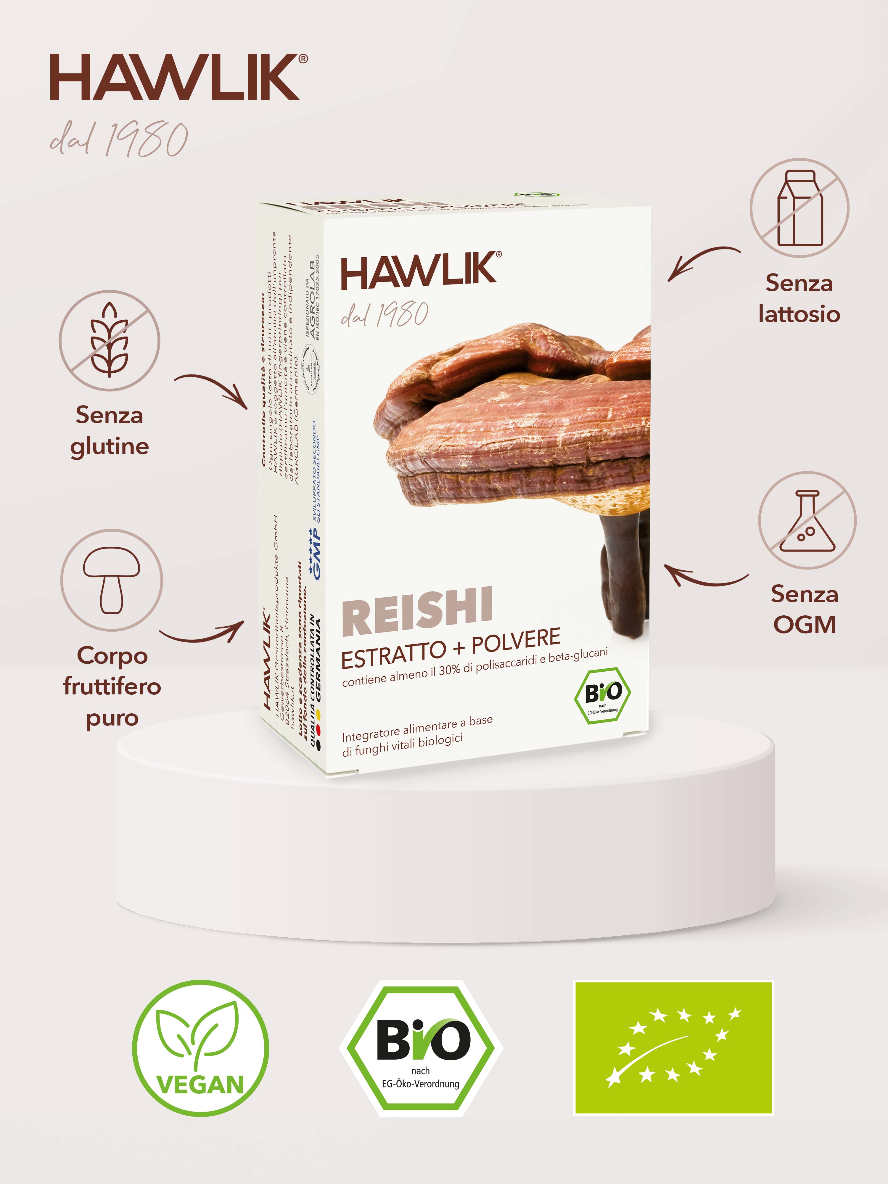 HAWLIK Reishi biologico estratto + polvere in capsule